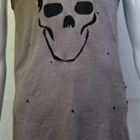 Skull T-shirt Handmade Distressed Destroyed Ripped - Picture 2 of 3
